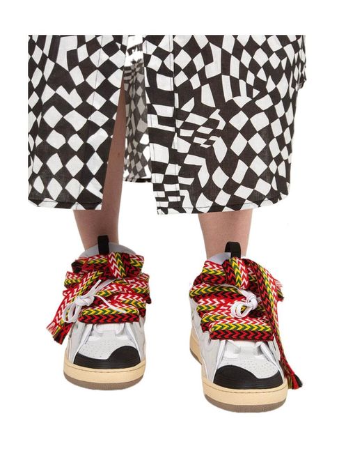 Lanvin Pink Curb Lace-Up Sneakers