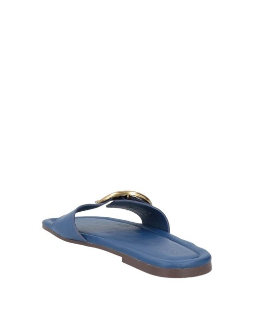 Farm Rio Blue Minimalist Leather Slippers