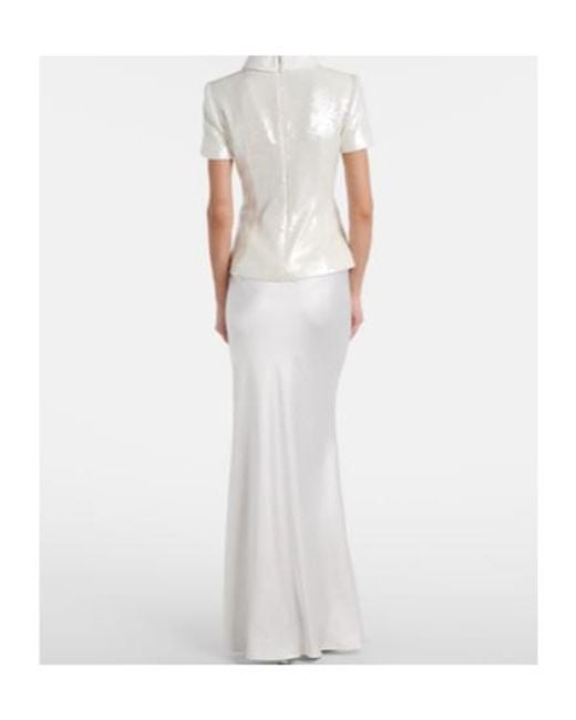 Self-Portrait White Sequined Maxi Dress