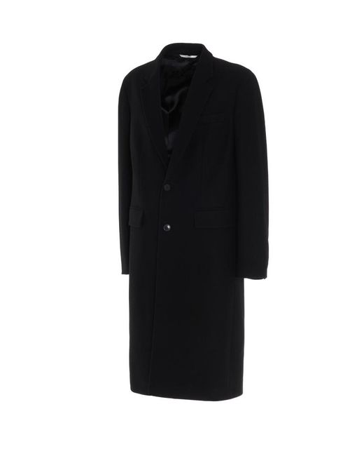 Valentino Black Single-Breasted Wool Coat for men