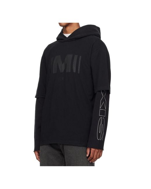 MM6 by Maison Margiela Black Graphic-Print Hoodie for men