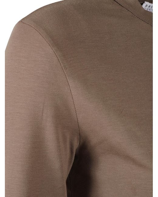 Brunello Cucinelli Brown Long-Sleeve T-Shirt