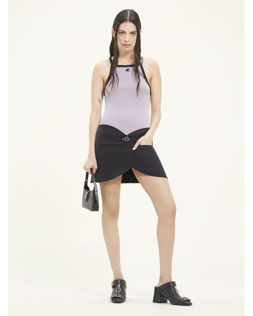 Courreges Purple Buckle Cotton Tank Top