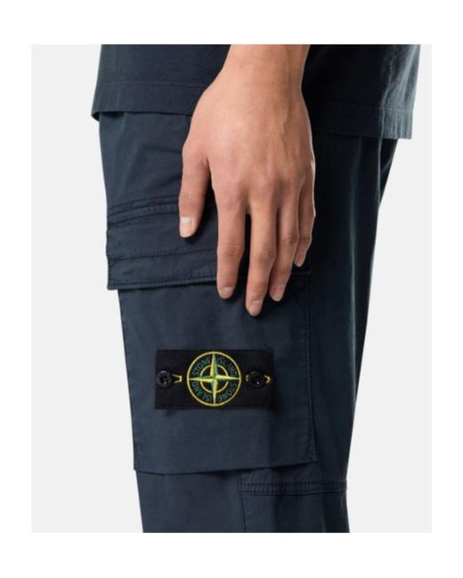 Stone Island Blue Regular-Tapered-Fit Cargo Pants With Drawstring Waistband for men