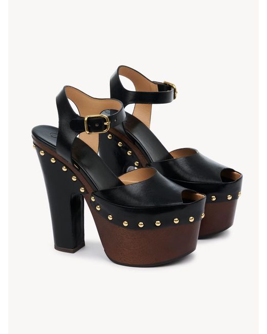 Chloé Black Chloé Meret Studded Platform Clogs