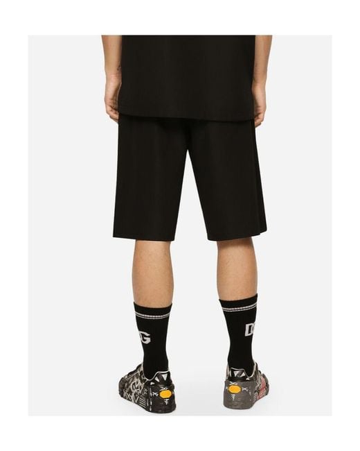 Dolce & Gabbana Black Knee-Length Drawstring Shorts for men