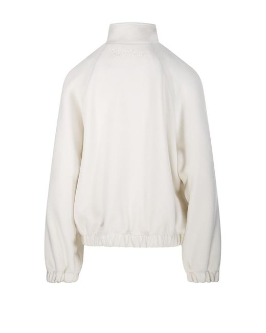 Max Mara White Frine High-Neck Zipped Sweatshirt