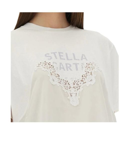 Stella McCartney Blue Lace-Insert Graphic Boxy T-Shirt