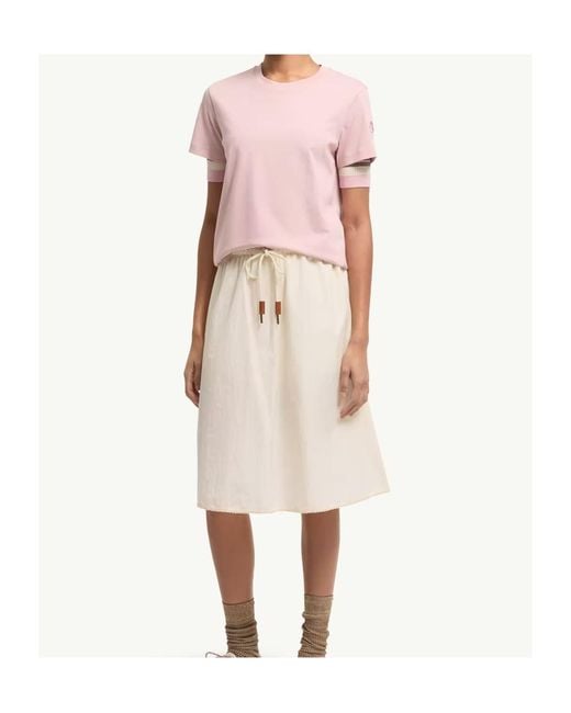 Moncler Pink Logo Patch Crewneck T-Shirt
