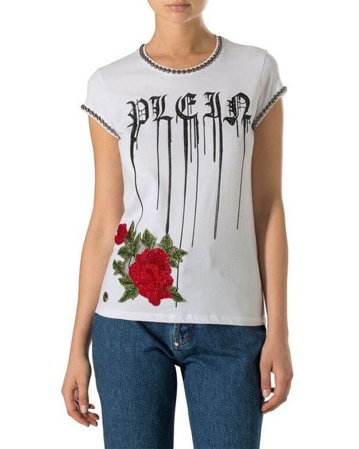 Philipp Plein White Logo Details T-Shirt