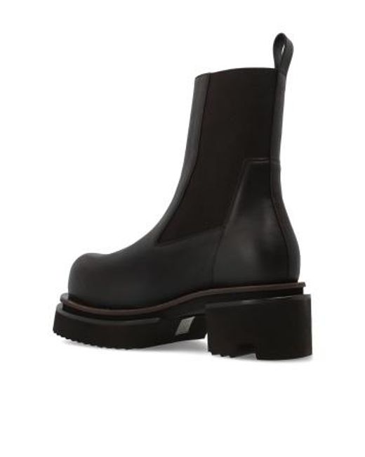 Rick Owens Black Beatle Bogun Platform Chelsea Boots