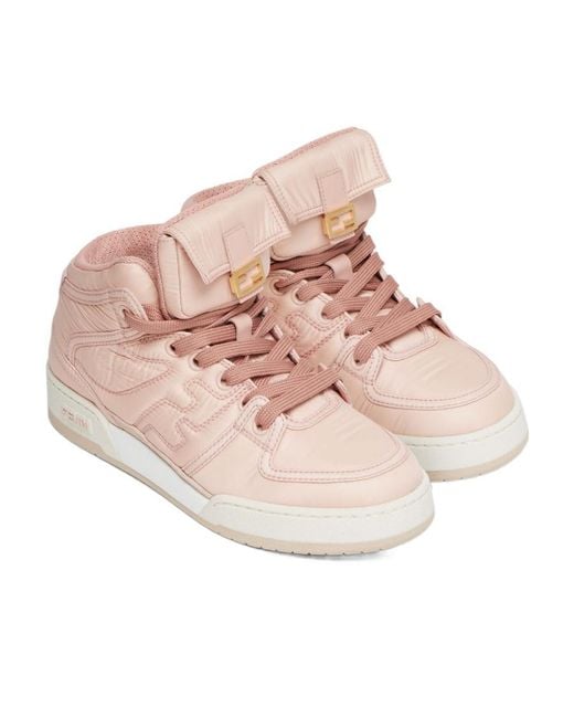 Fendi Pink Logo Embossed High-Top Sneakers