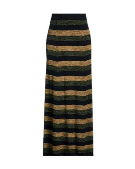 Ganni Black Striped Midi Skirt