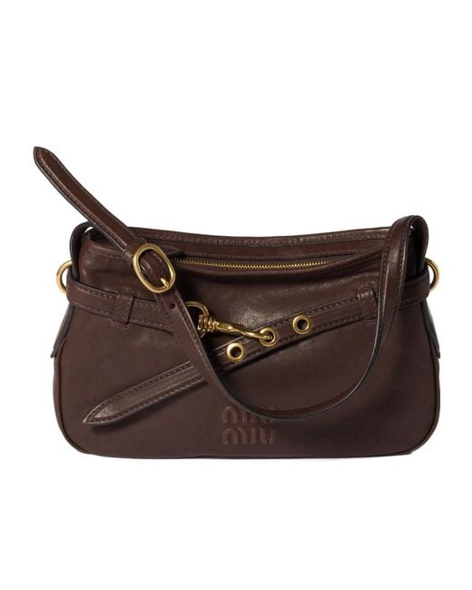 Miu Miu Brown Aventure Nappa Leather Bag