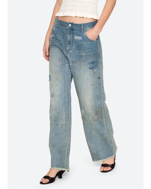 Sea Blue Claira Patchwork Jeans