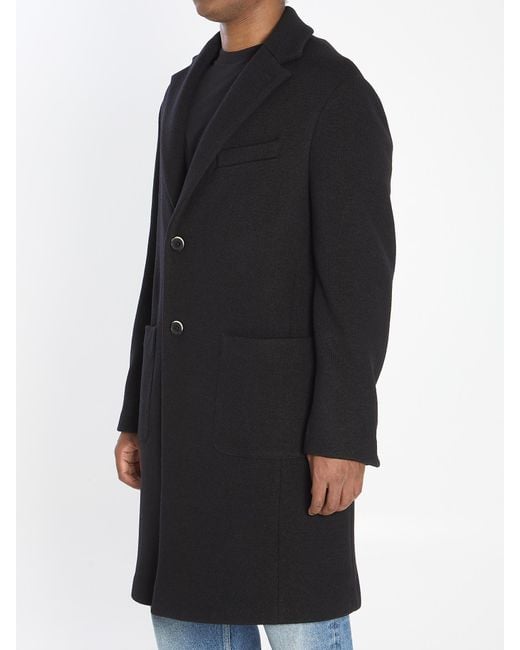 Barena Black Lanoso Single-Breasted Coat for men