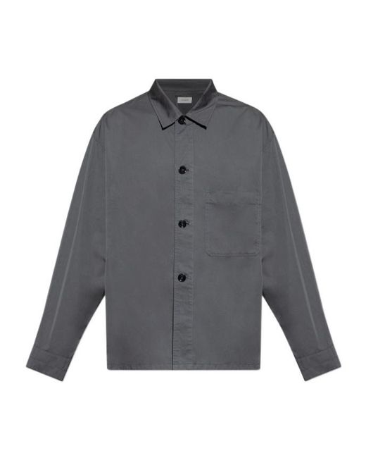 Lemaire Gray Long-Sleeved Straight Hem Shirt for men