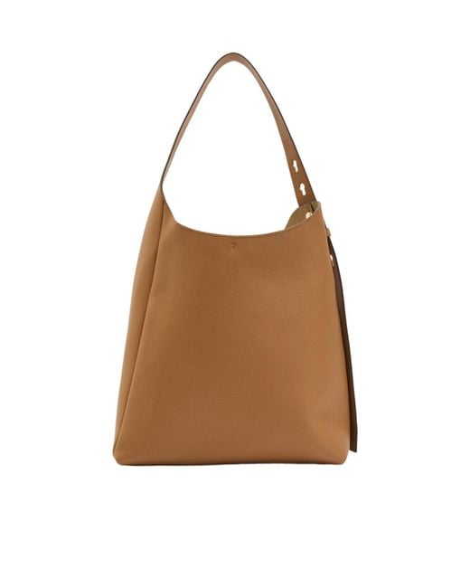 Tory Burch Brown Romy Grained Leather Hobo Bag