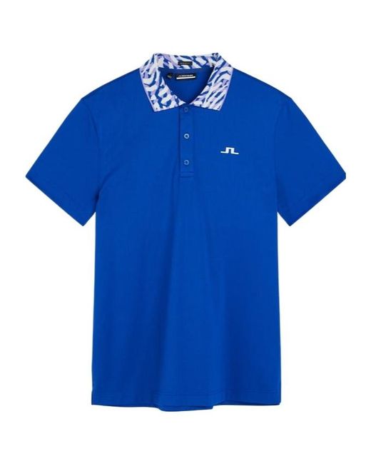 J.Lindeberg Blue Short-Sleeved Polo Shirt for men