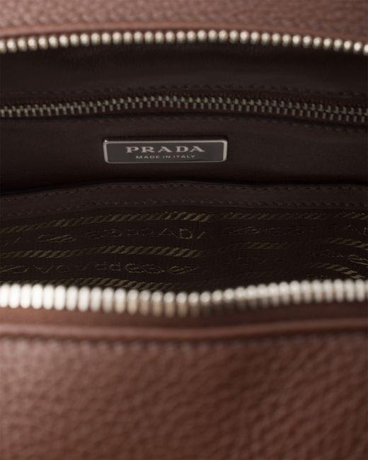 Prada Brown Triangle-Logo Zipped Backpack for men