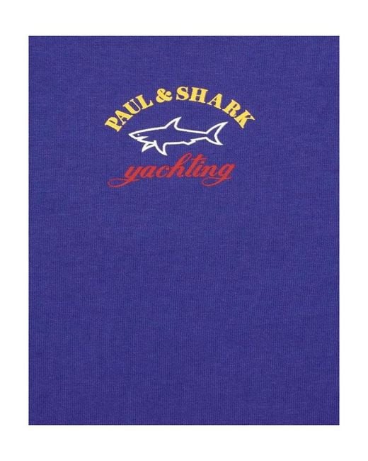 Paul & Shark Blue Logo Printed T-Shirt for men