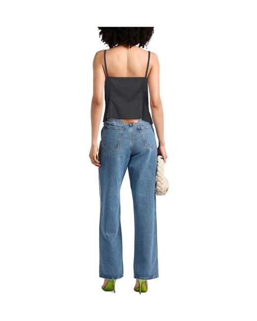 Ganni Black Charcoal Top Recycled Polyester, Viscose, Elastane