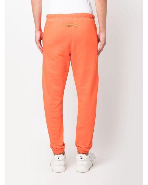 Heron Preston Orange Hpny-Print Tapered Track Pants for men