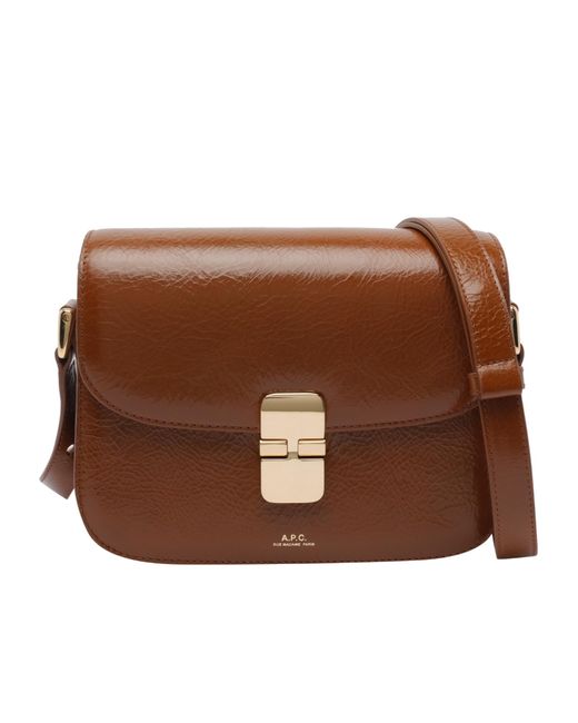 A.P.C. Brown Grace Small Foldover Top Crossbody Bag