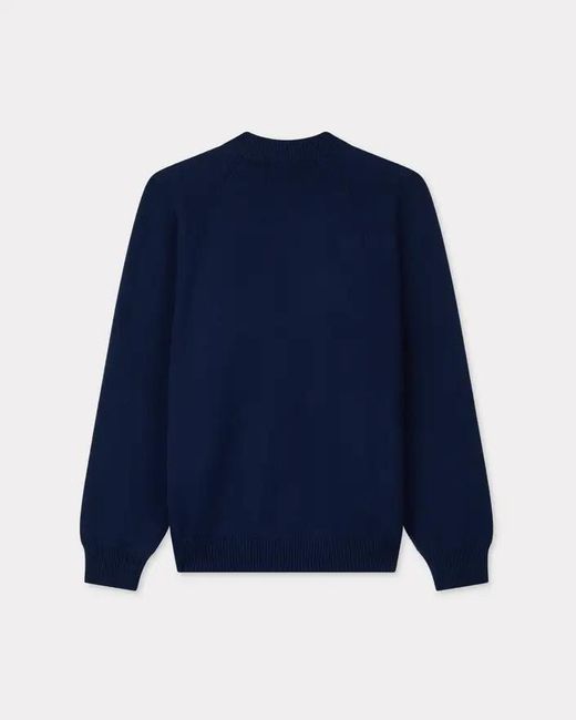 KENZO Blue Embroidered Sweater With Badges for men