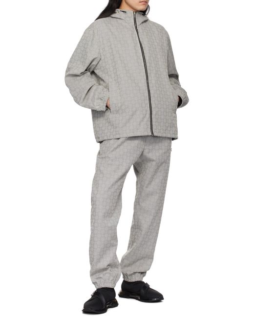 Givenchy Gray Monogram 72-Jacquard Hooded Windbreaker for men