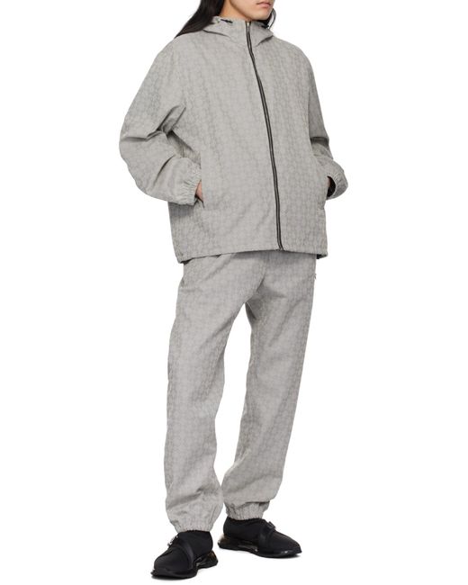 Givenchy Gray Monogram 72-Jacquard Hooded Windbreaker for men