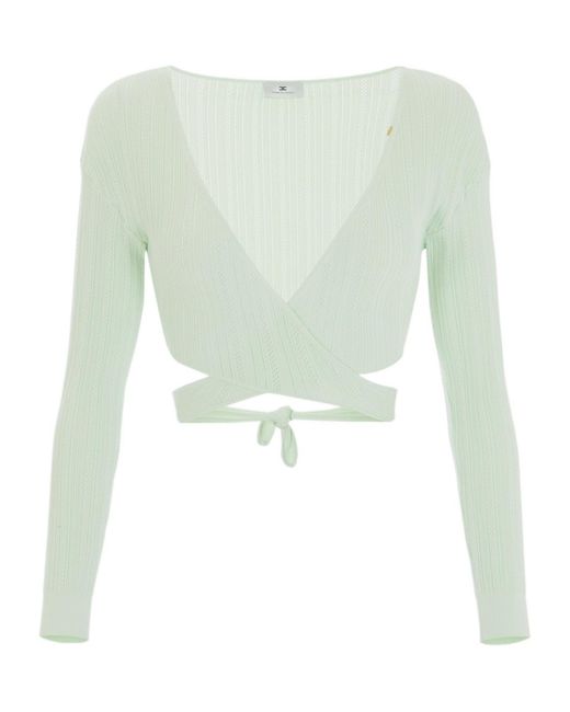 Elisabetta Franchi Green Pointelle Top