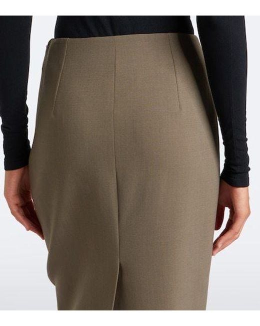 Mugler Brown Wool-Blend Pencil Skirt