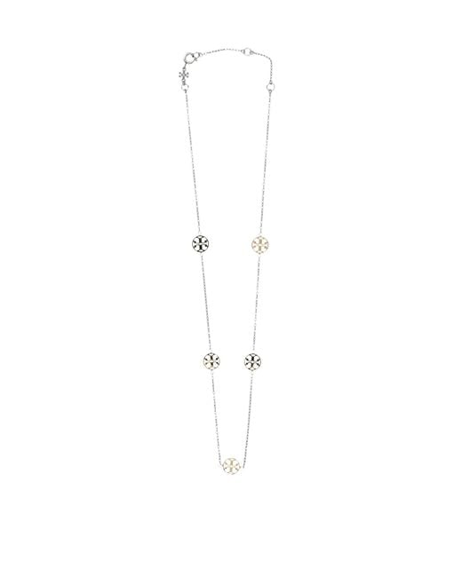 Tory Burch White Miller Logo Detailed Necklace
