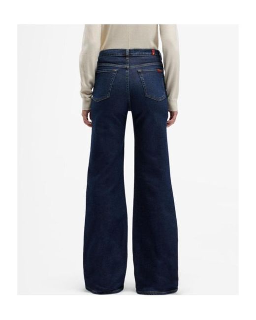 7 For All Mankind Blue High Waist Flared Jeans