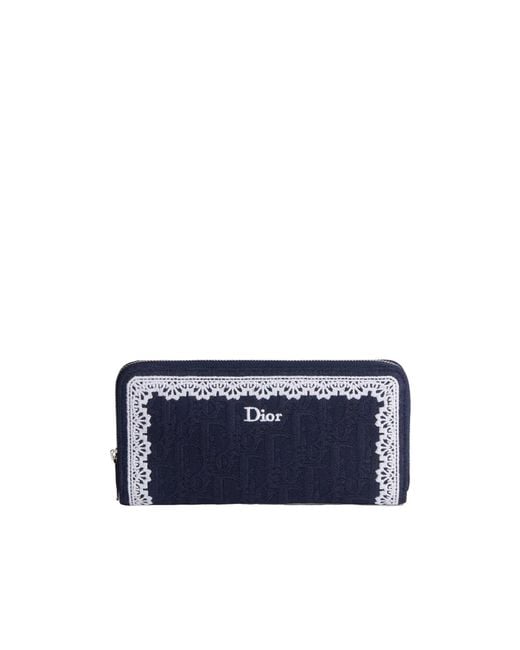 Dior Blue Oblique Voyageur Slim Wallet