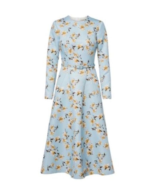 Emilia Wickstead Blue Ucellina Floral Midi Dress
