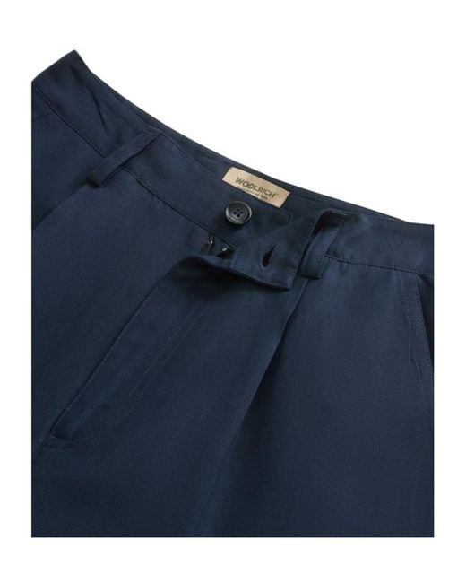 Woolrich Blue Pleated Bermuda Shorts