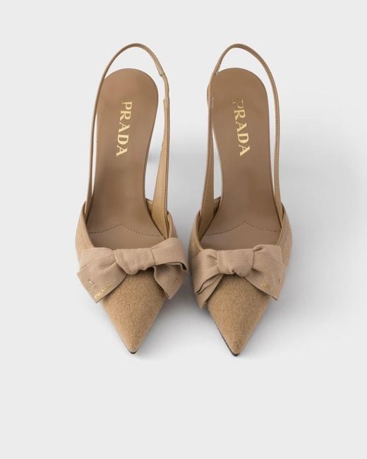 Prada Metallic Fabric Slingback Pumps