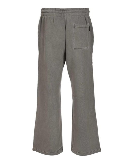 Palm Angels Gray Waist Logo Printed Sweatpants for men