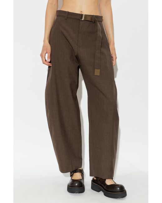 Sacai Brown Casual Trousers With Belt Loops
