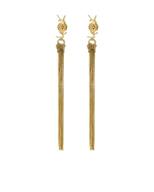 Saint Laurent Metallic Cassandre Tassel Earrings