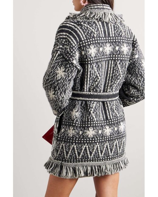 Golden Goose Deluxe Brand Gray Fringed Belted Cardigan