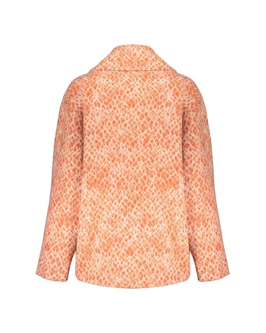 Herno Orange Cropped Double-Breasted Coat