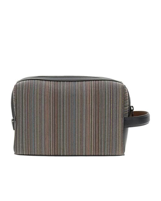 Paul Smith Gray Multistripe Signature Stripe Wash Bag for men