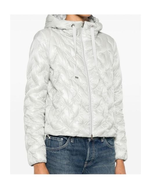 Herno White Quilted Hooded Jacket