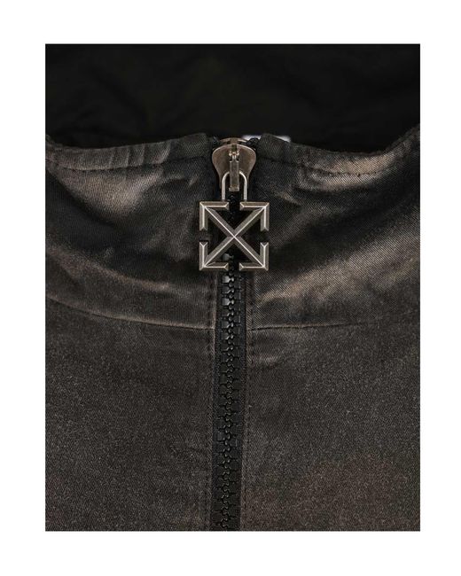 Off-White c/o Virgil Abloh Black Logo Embroidered Zip-Up Jacket for men