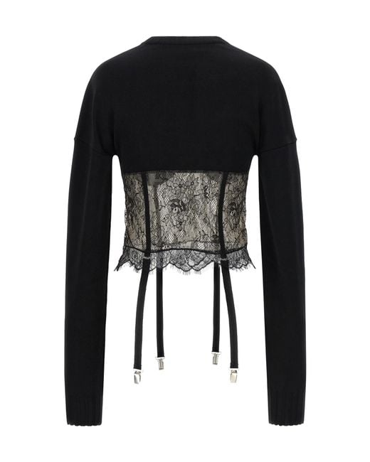GIUSEPPE DI MORABITO Black Lace Sheer Knitted Top