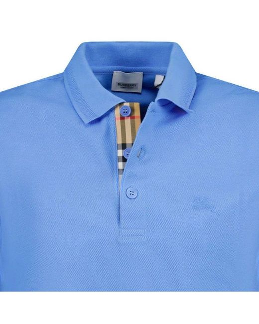Burberry Blue Pull-Down Short-Sleeved Polo Shirt for men