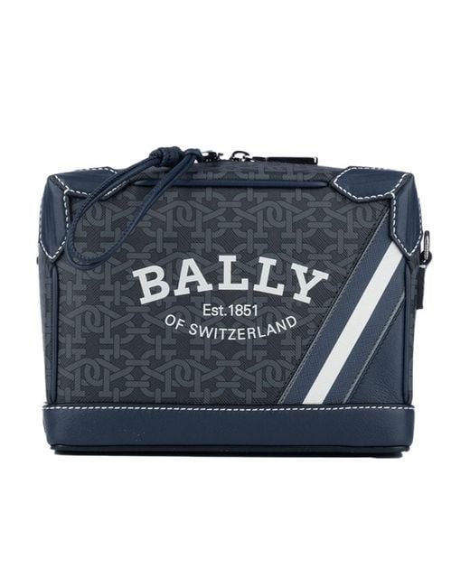 Bally Blue Logo Zipper Shoulder Bag for men